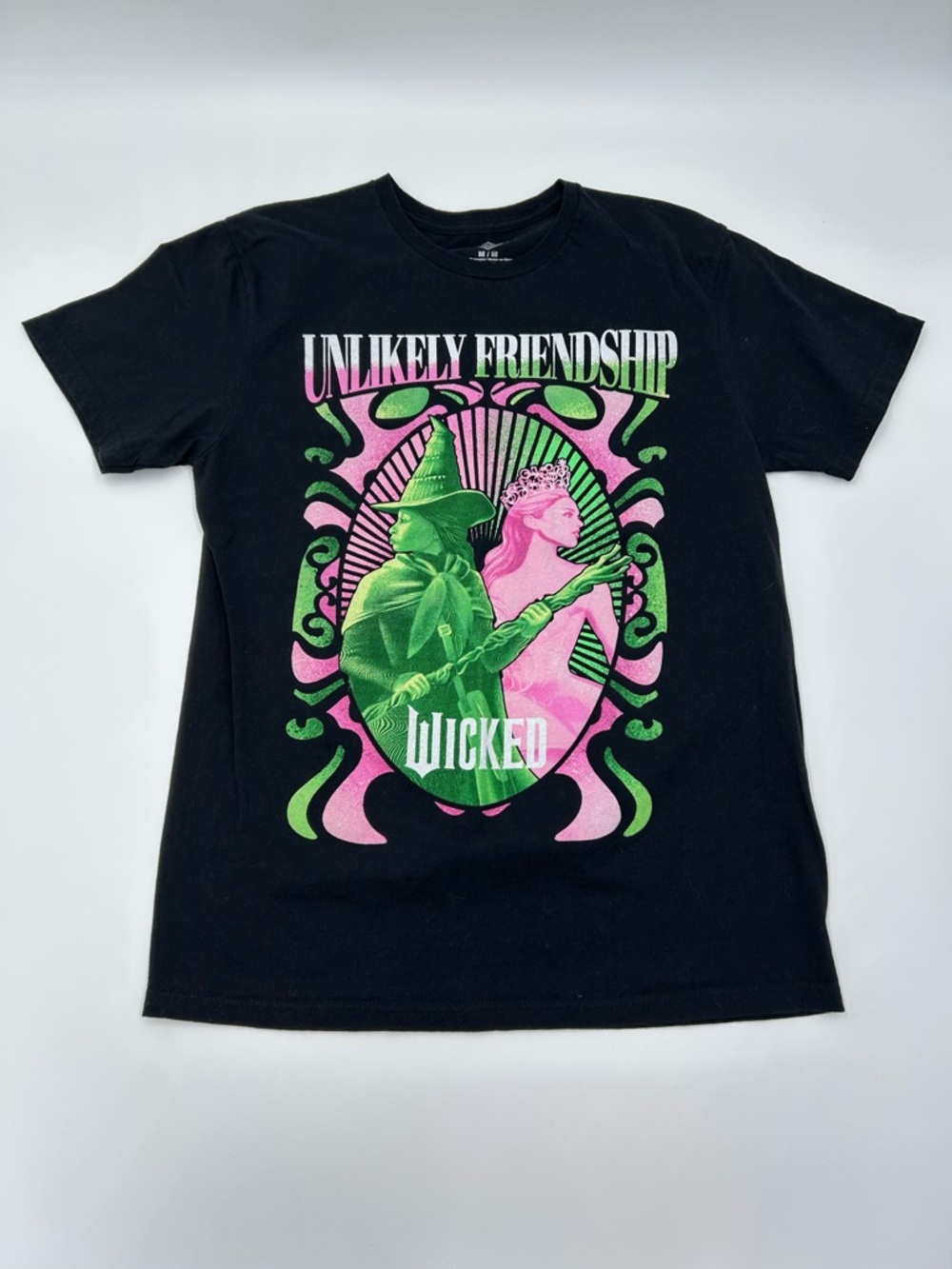 Universal Wicked 'Unlikely Friendship' Graphic Tee - Black with Pink & Green M